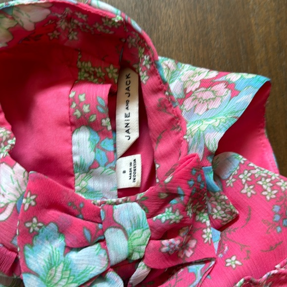 Size 8 Janie and Jack lined chiffon tiered floral sleeveless dress - Picture 3 of 10